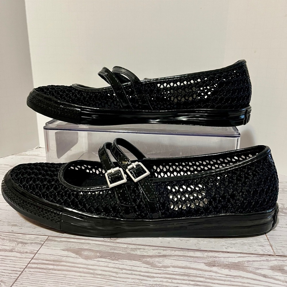 Converse CTAS Dainty Mary Jane Knit Black Women 9.5 Ballet Double Buckle A16567C